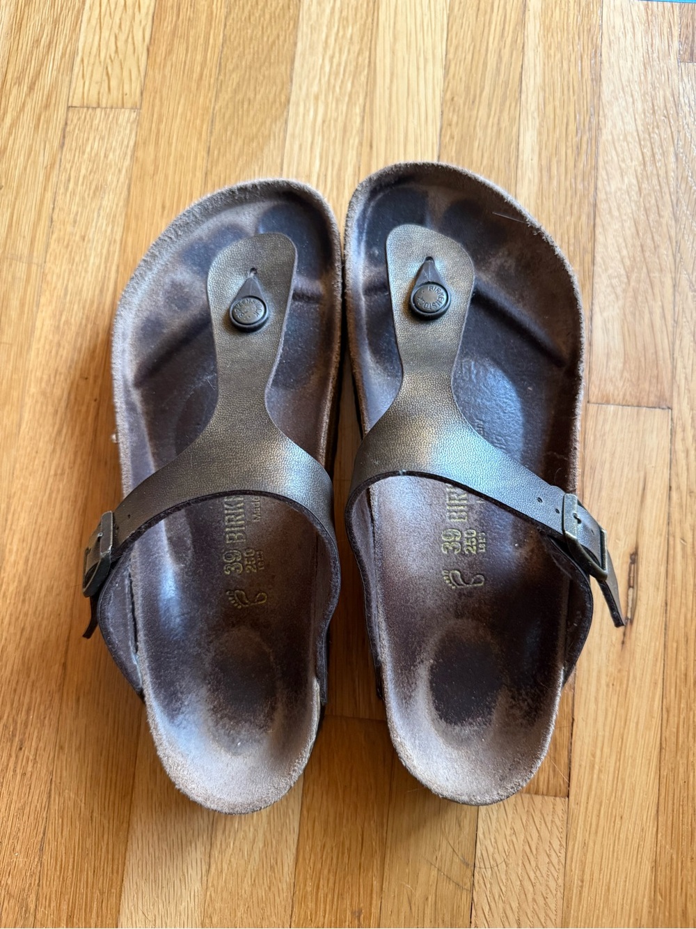 Birkenstock Gizeh Sandal Graceful Toffee Metallic Bronze Size 39 W8